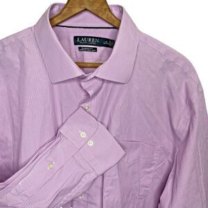 LRL RALPH LAUREN Button Shirt Classic Fit Stretch Long Sleeve Pocket Men 18 Pink